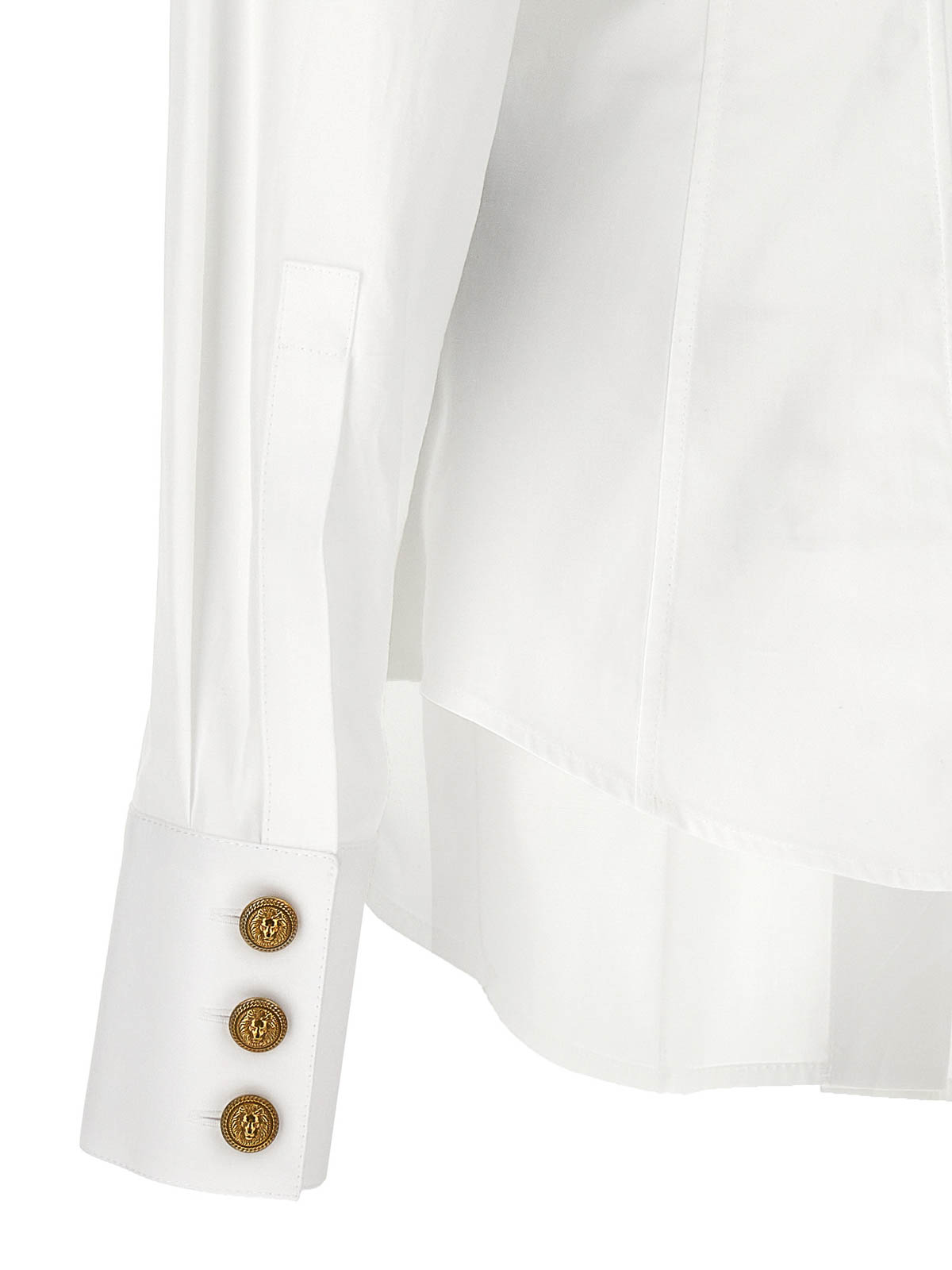 Shop Balmain Wester Shirt Logo Button In Blanco