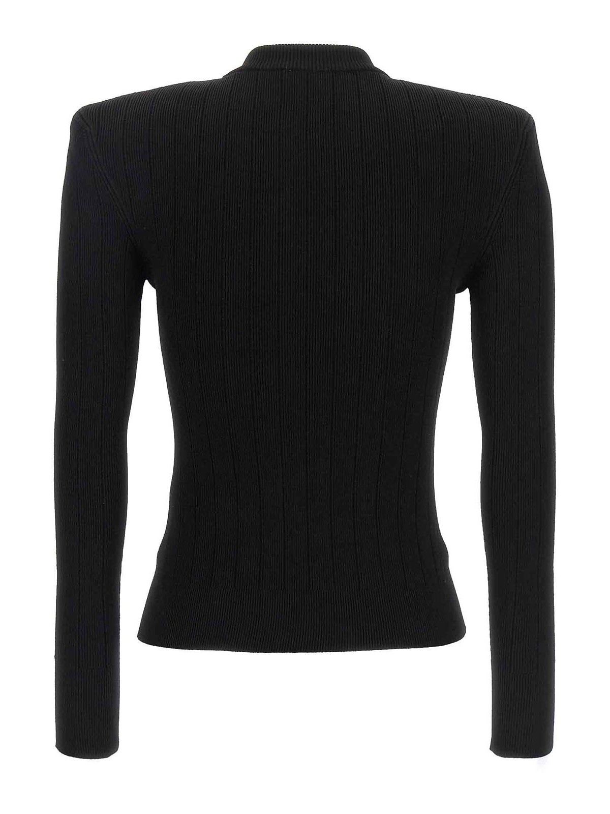 Shop Balmain Logo Button Sweater In Negro