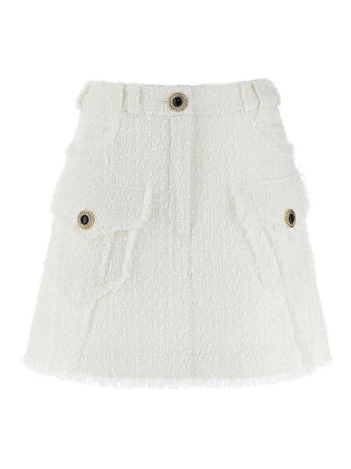 Shop Balmain Tweed Mini Skirt In Blanco