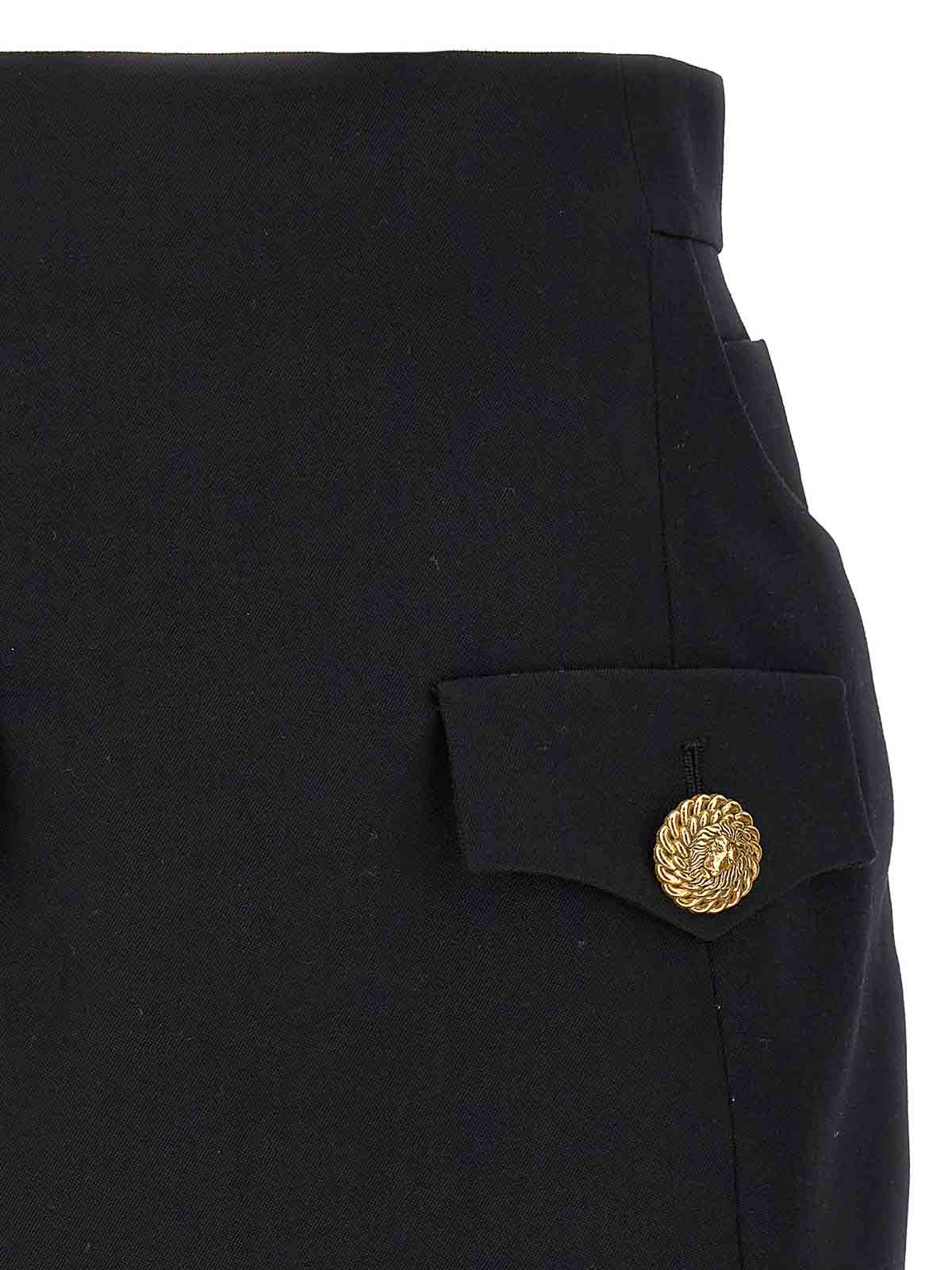 Shop Balmain Contrast Button Mini Skirt In Negro