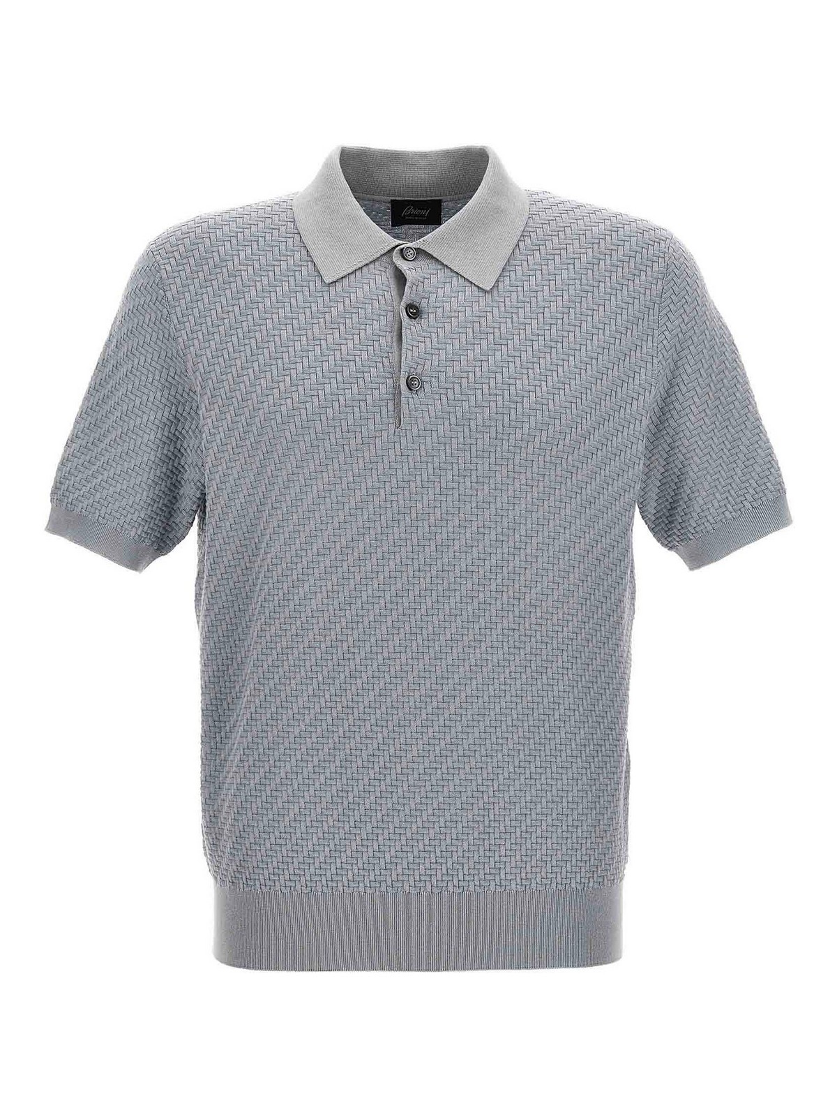 Shop Brioni Woven Knit Polo Shirt In Azul Claro