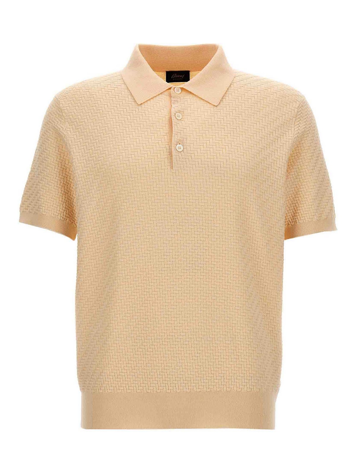 Shop Brioni Woven Knit Polo Shirt In Beis