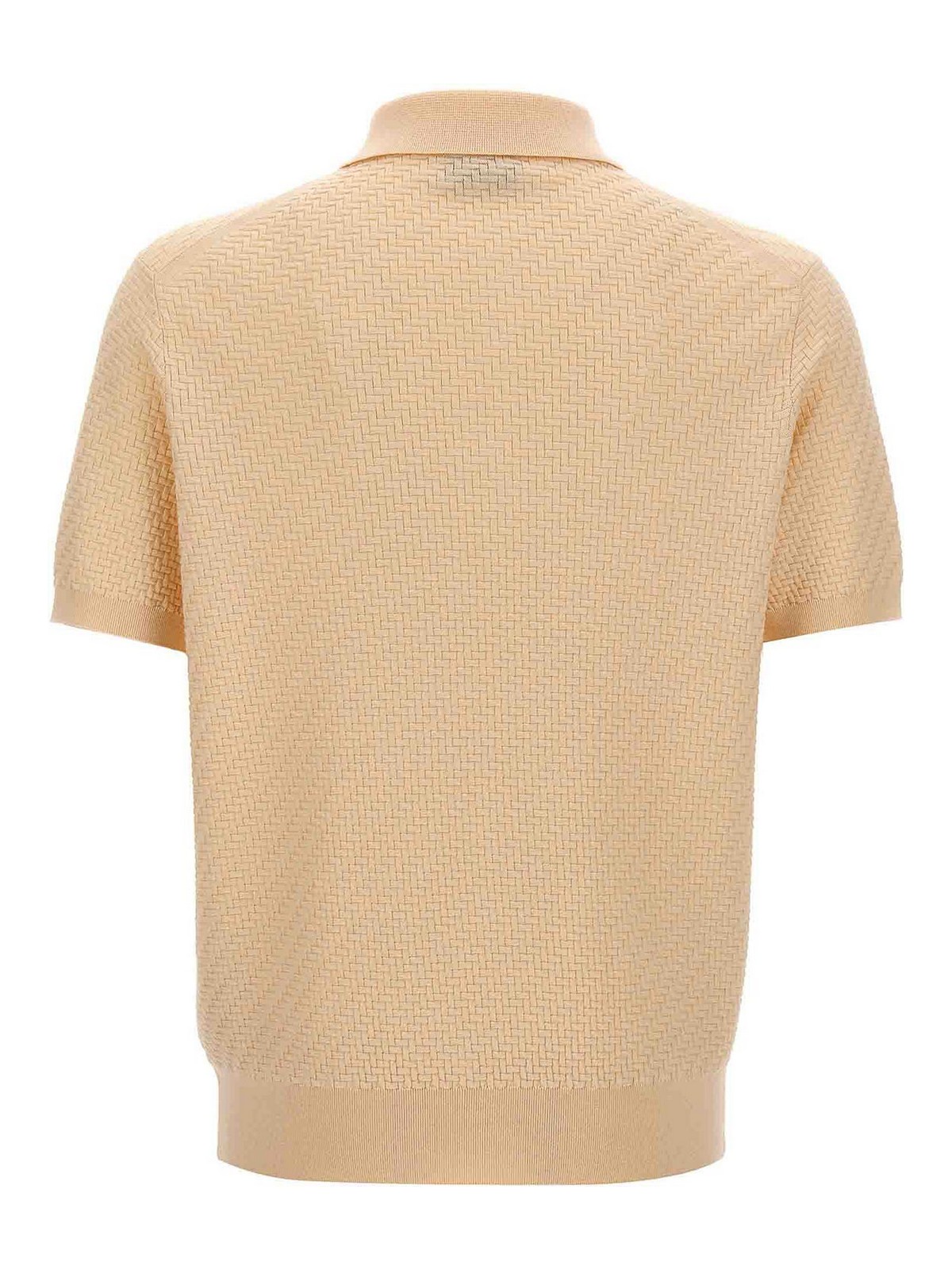 Shop Brioni Woven Knit Polo Shirt In Beis