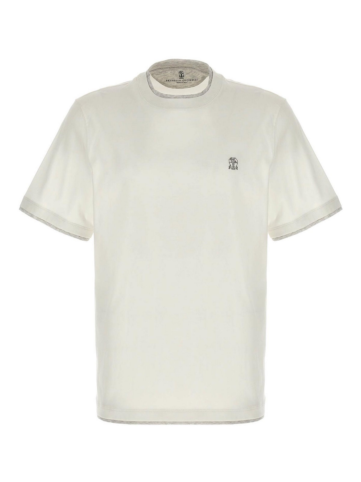 Shop Brunello Cucinelli Double Layer T-shirt In Blanco