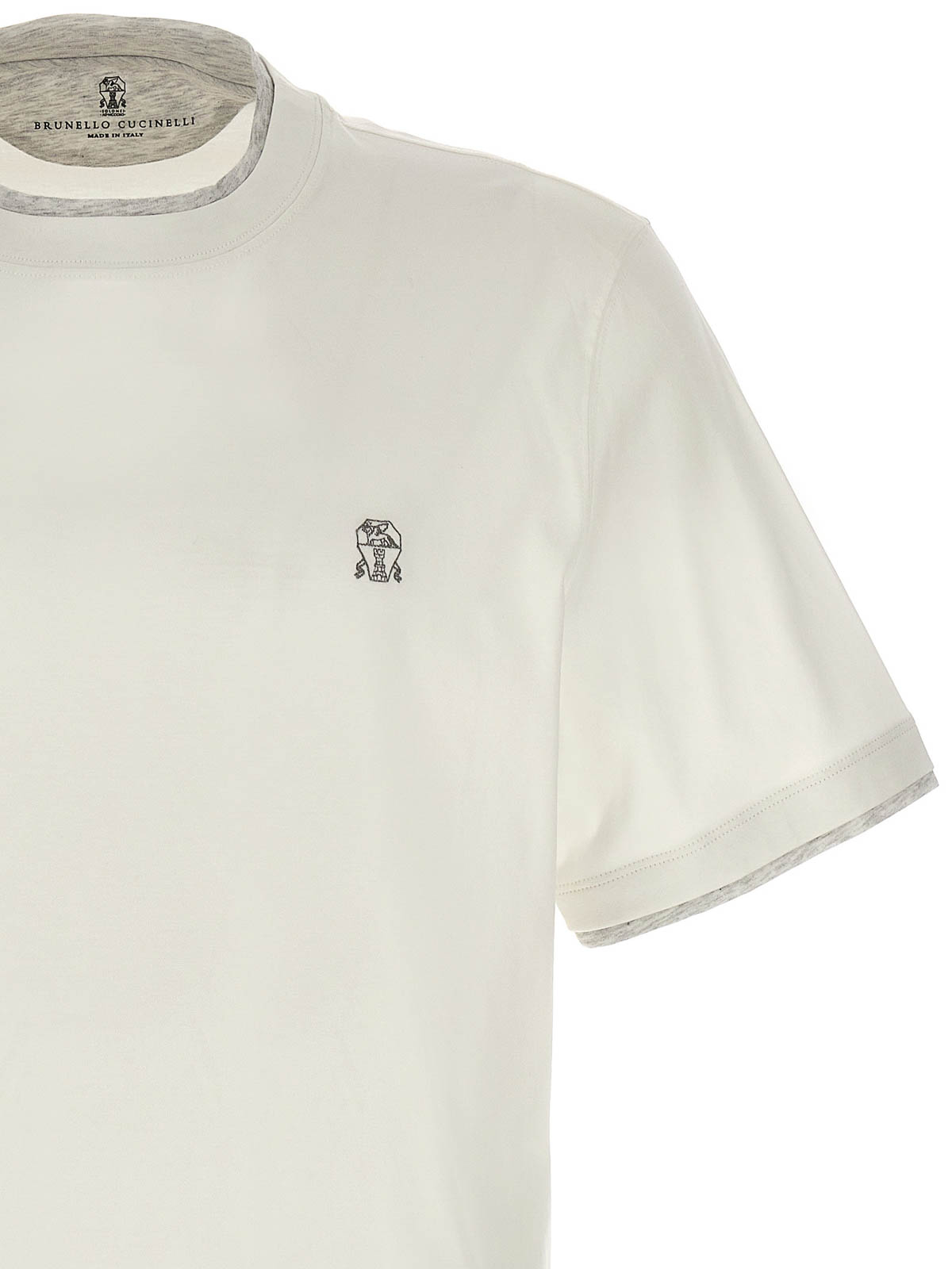 Shop Brunello Cucinelli Double Layer T-shirt In Blanco