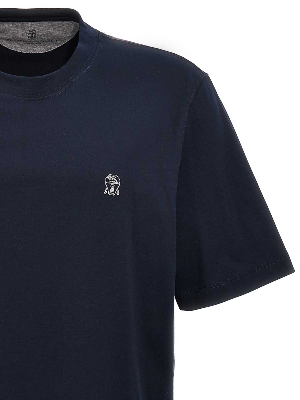 Shop Brunello Cucinelli Cotton T-shirt Logo In Azul