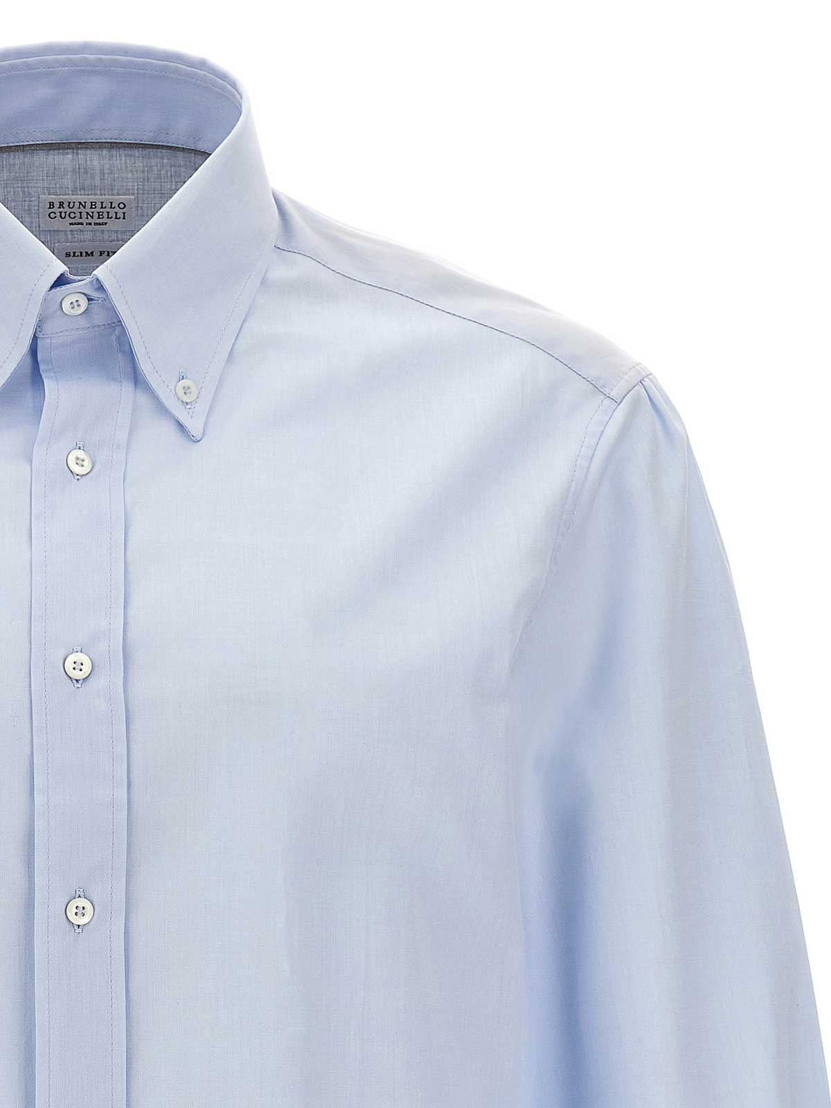 Shop Brunello Cucinelli Cotton Shirt In Azul Claro