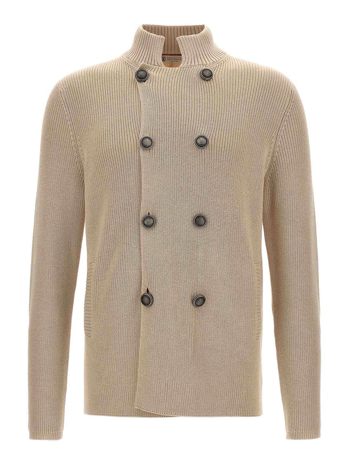 Shop Brunello Cucinelli Double-breasted Cardigan In Beis