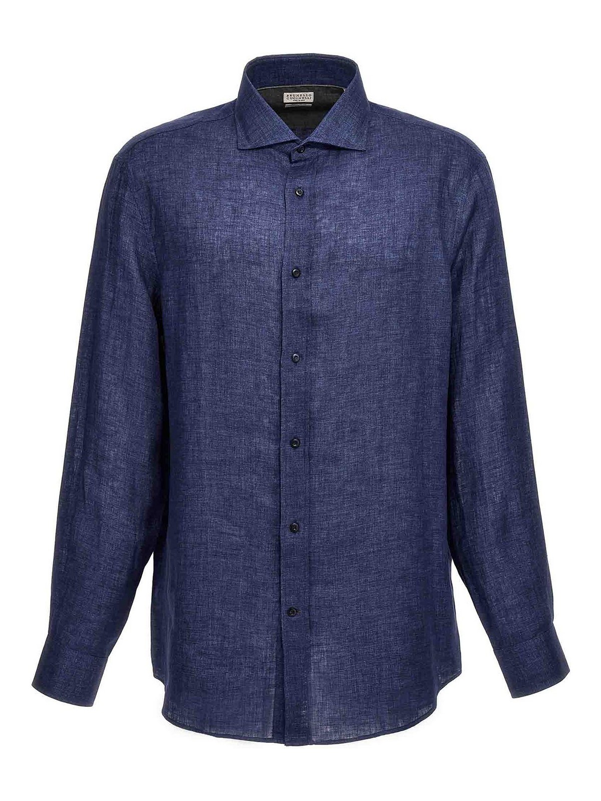 Brunello Cucinelli Linen Shirt In Blu