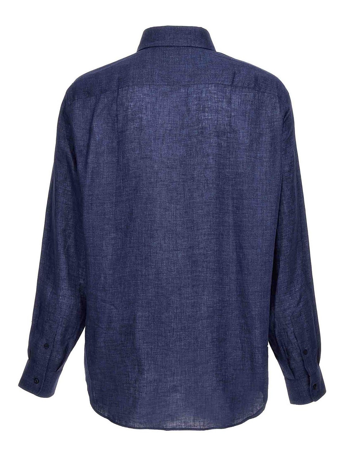 Shop Brunello Cucinelli Linen Shirt Button In Azul