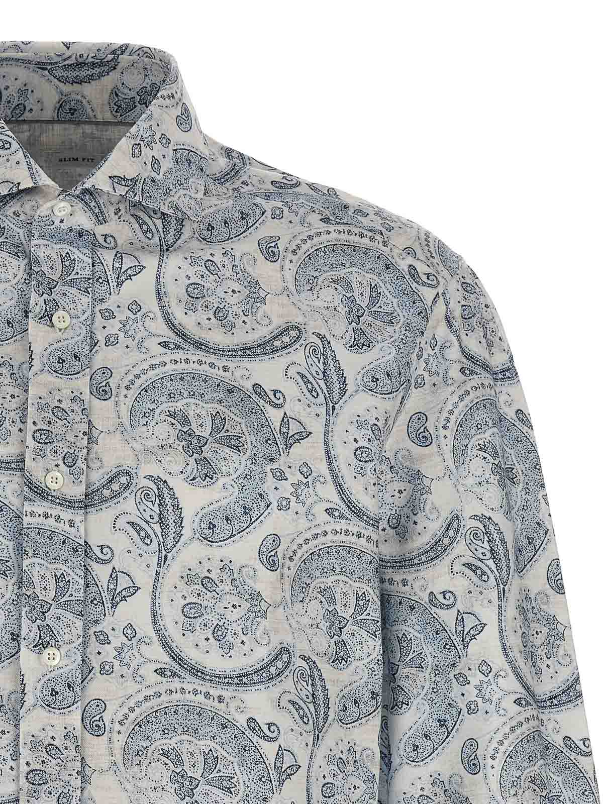 Shop Brunello Cucinelli Patterned Shirt In Azul Claro