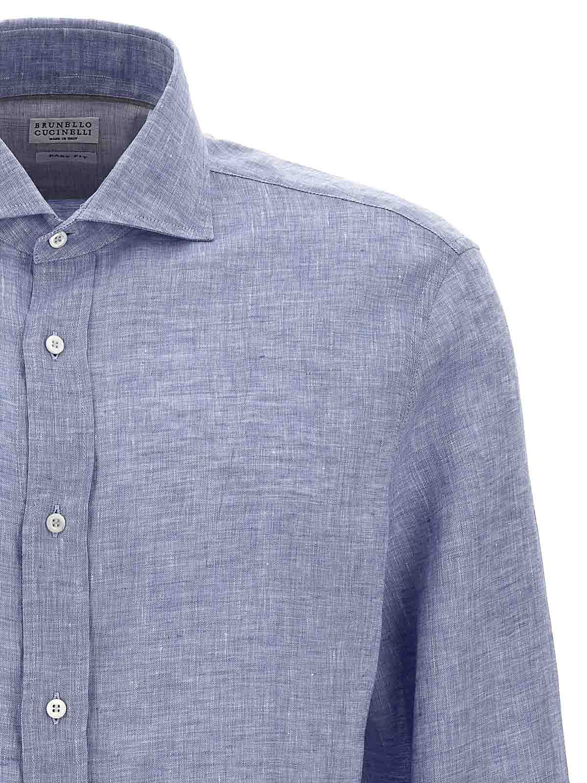 Shop Brunello Cucinelli Camisa - Azul Claro