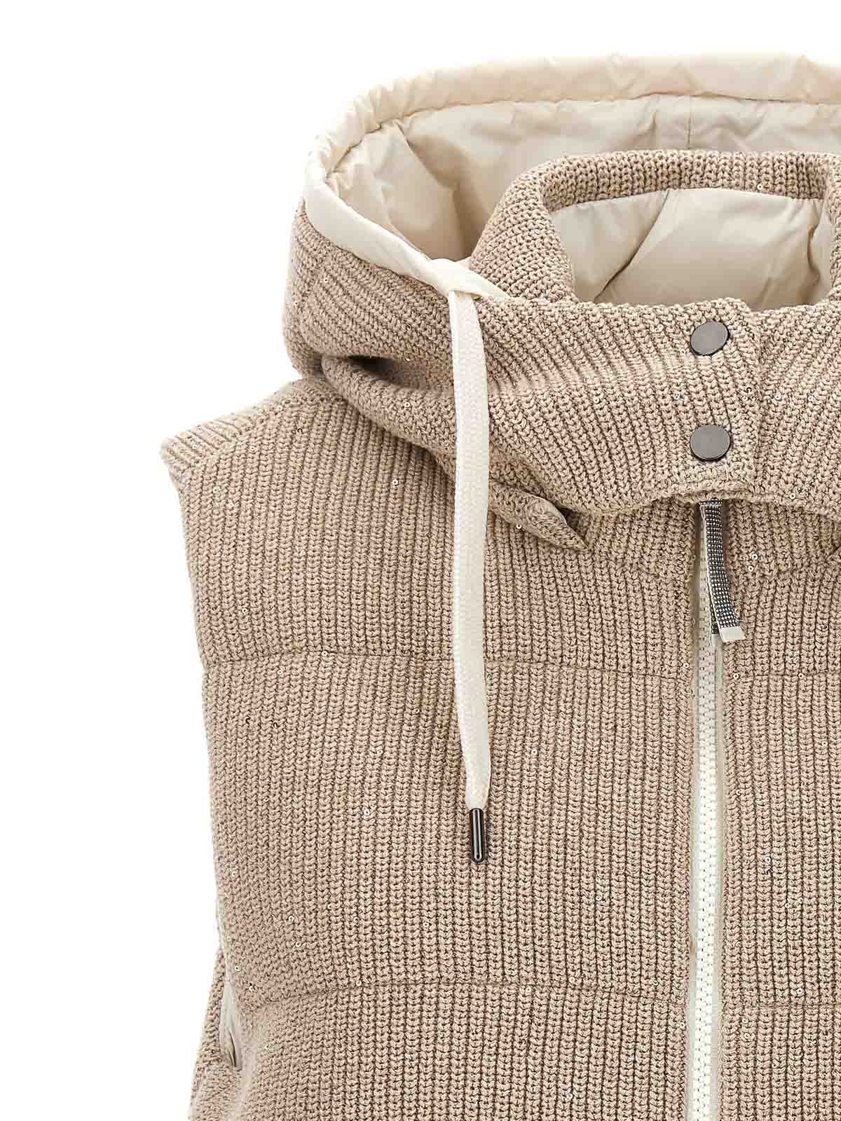 Shop Brunello Cucinelli Sequin Knit Vest In Beis
