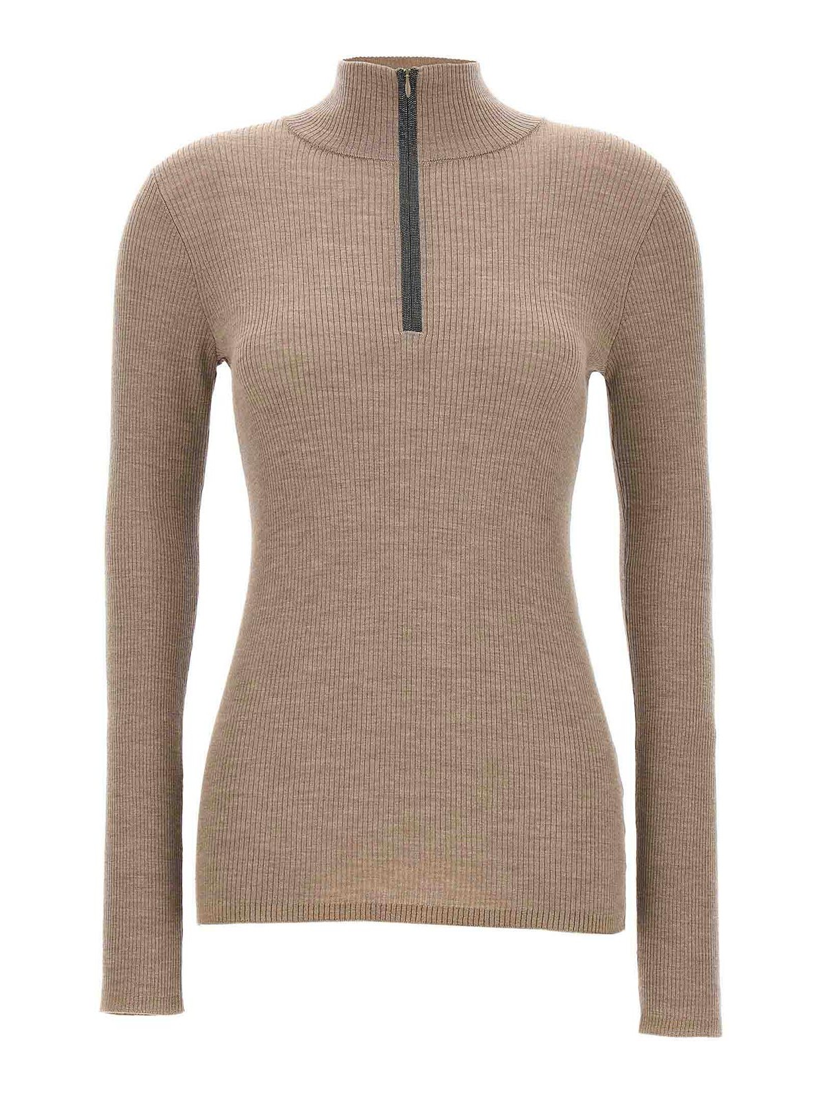 Brunello Cucinelli Ribbed Sweater In Beis