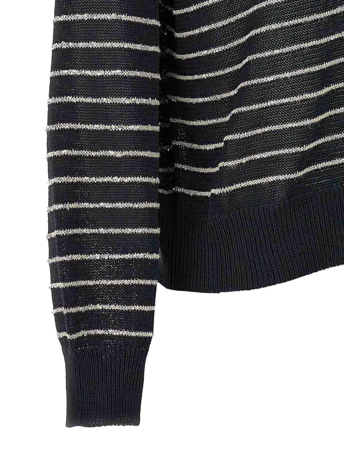 Shop Brunello Cucinelli Sequin Striped Cardigan In Gris