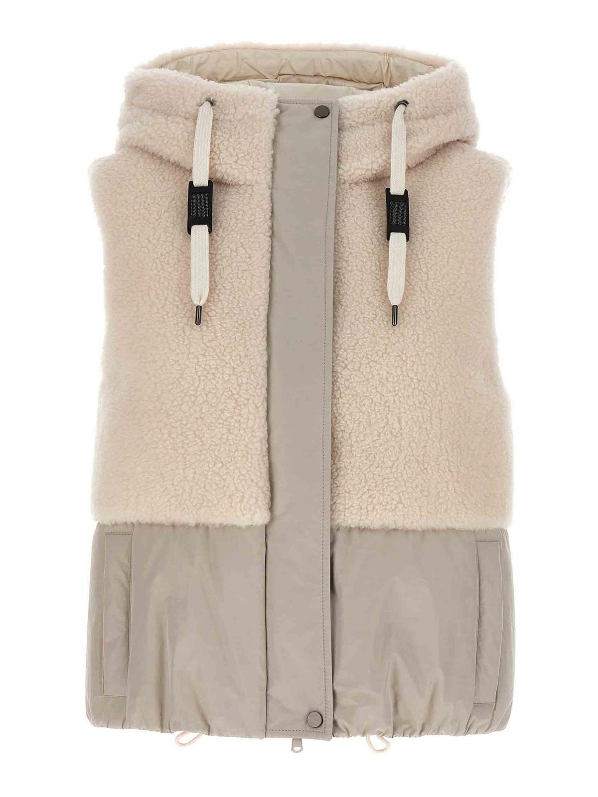 Brunello Cucinelli Teddy Detail Vest Gilet White In Blanco