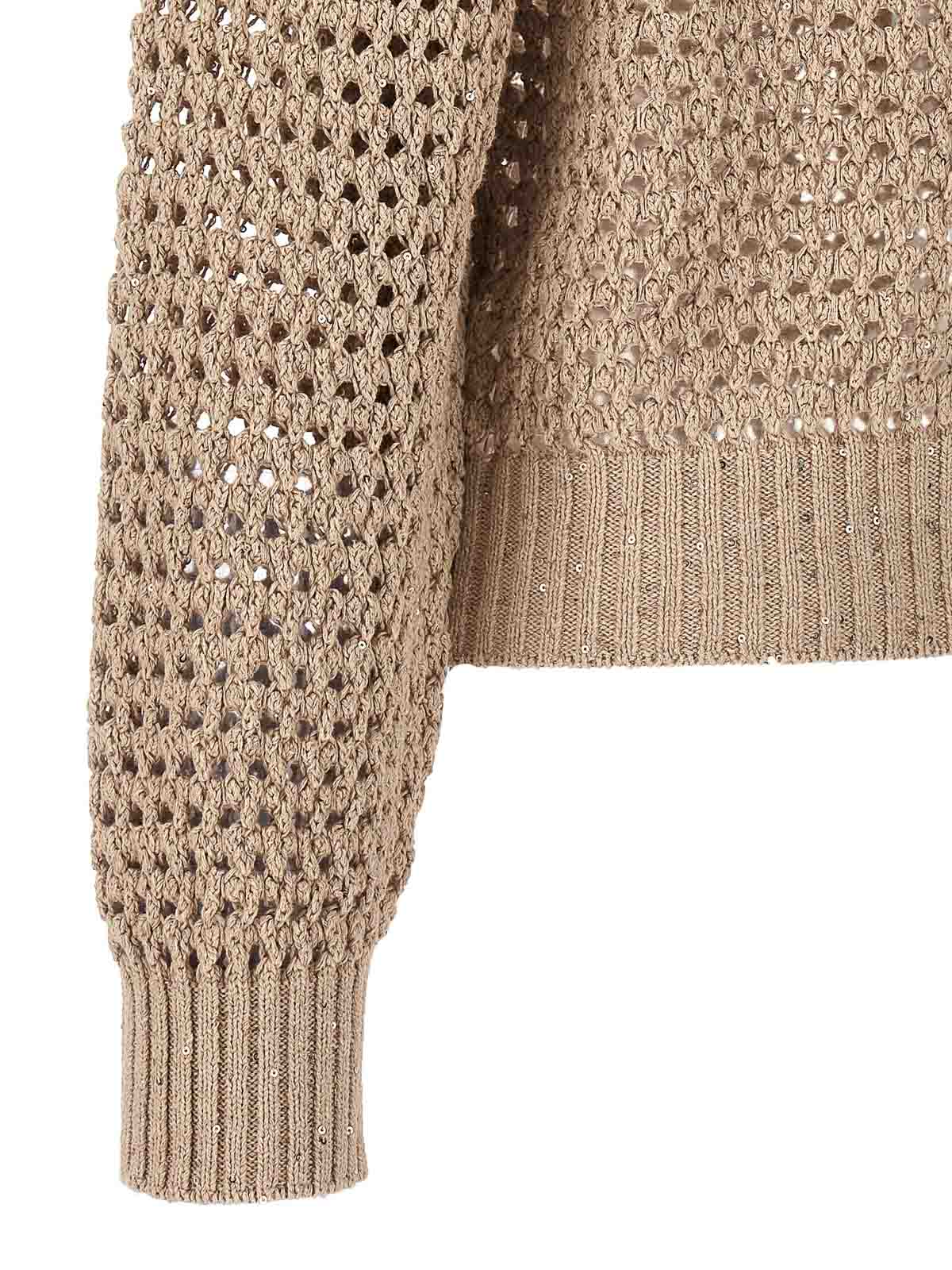 Shop Brunello Cucinelli Sequin Knit Cardigan In Beis