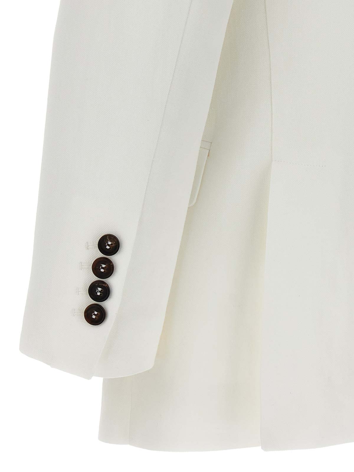 Shop Brunello Cucinelli Single-breasted Linen Blend Blazer In Blanco