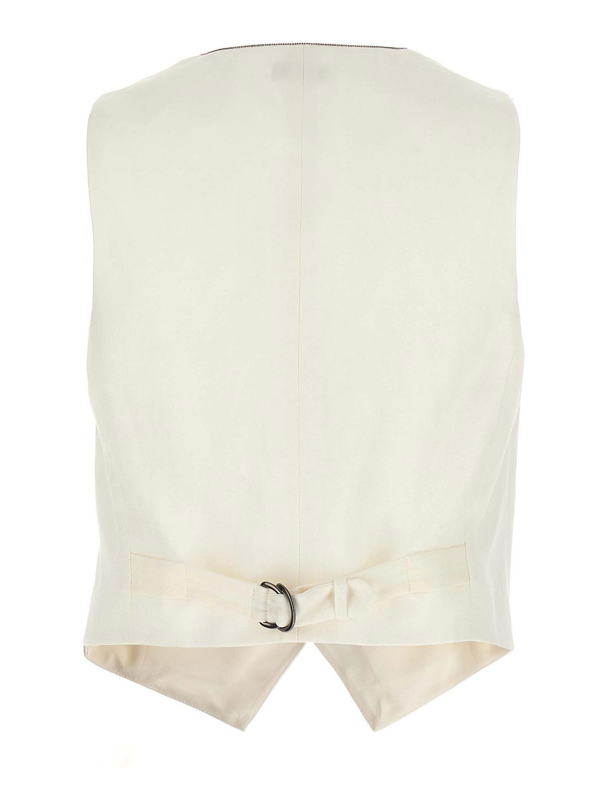 Shop Brunello Cucinelli Viscose Vest Button Pockets In Blanco