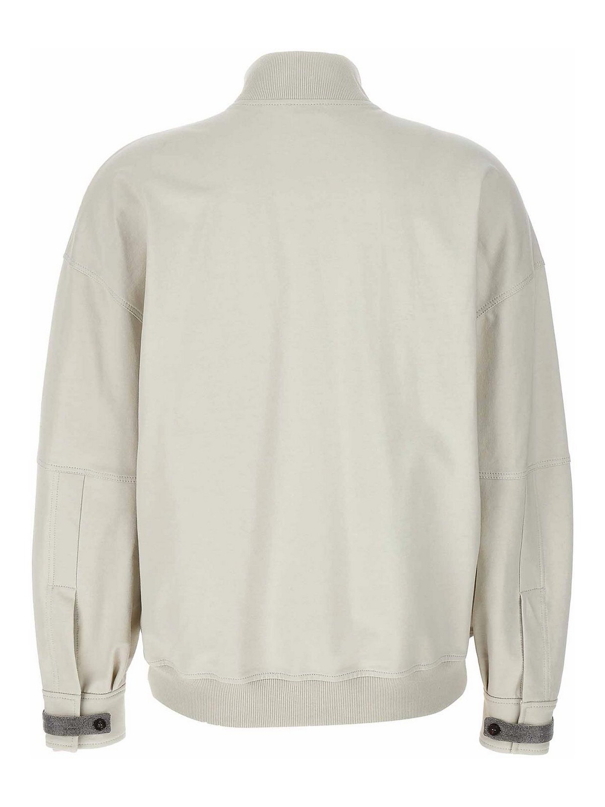 Shop Brunello Cucinelli Jersey Sweatshirt Zip Pockets In Gris