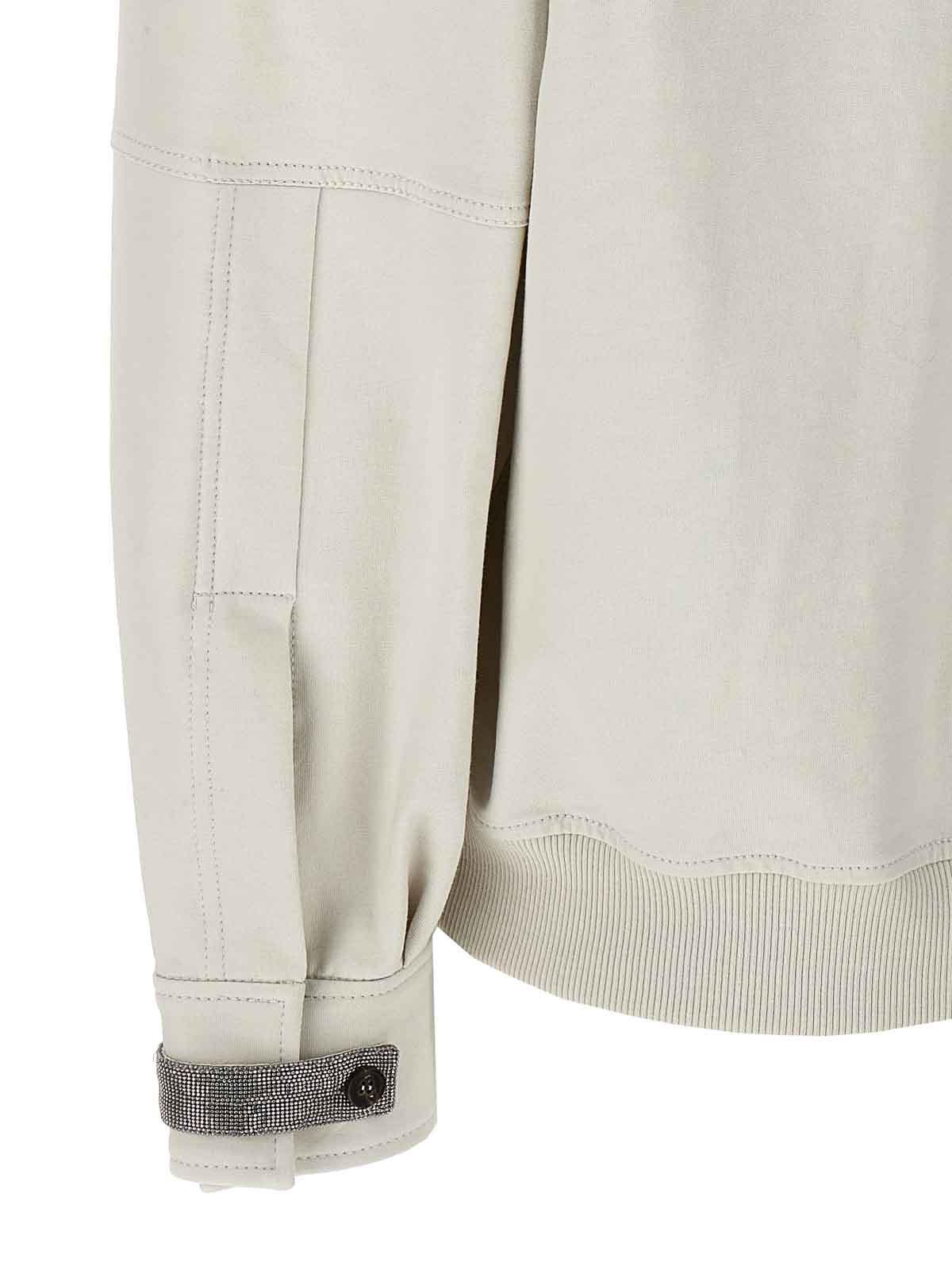 Shop Brunello Cucinelli Jersey Sweatshirt Zip Pockets In Gris