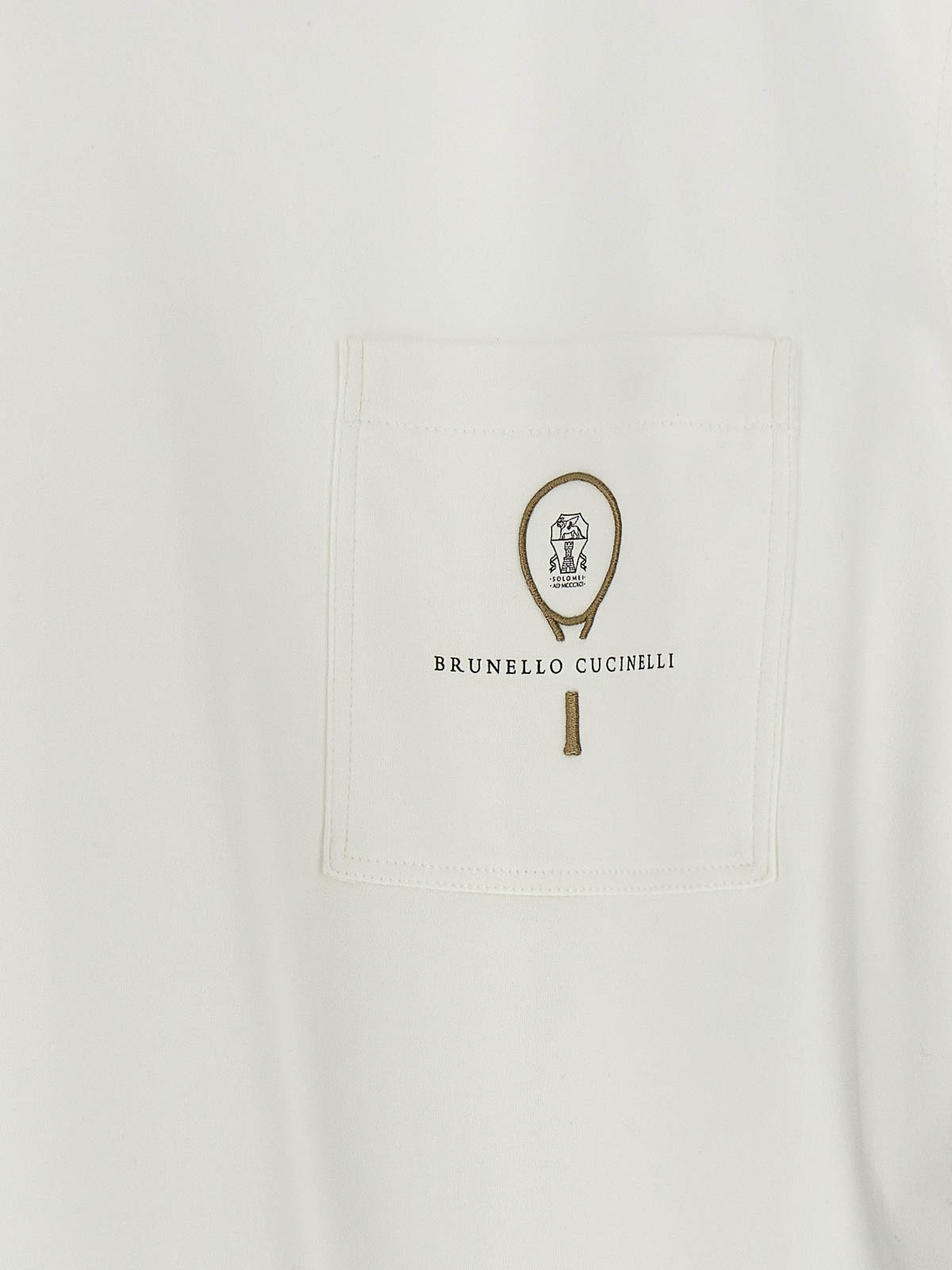 Shop Brunello Cucinelli Cotton T-shirt Pocket Logo Print In Blanco