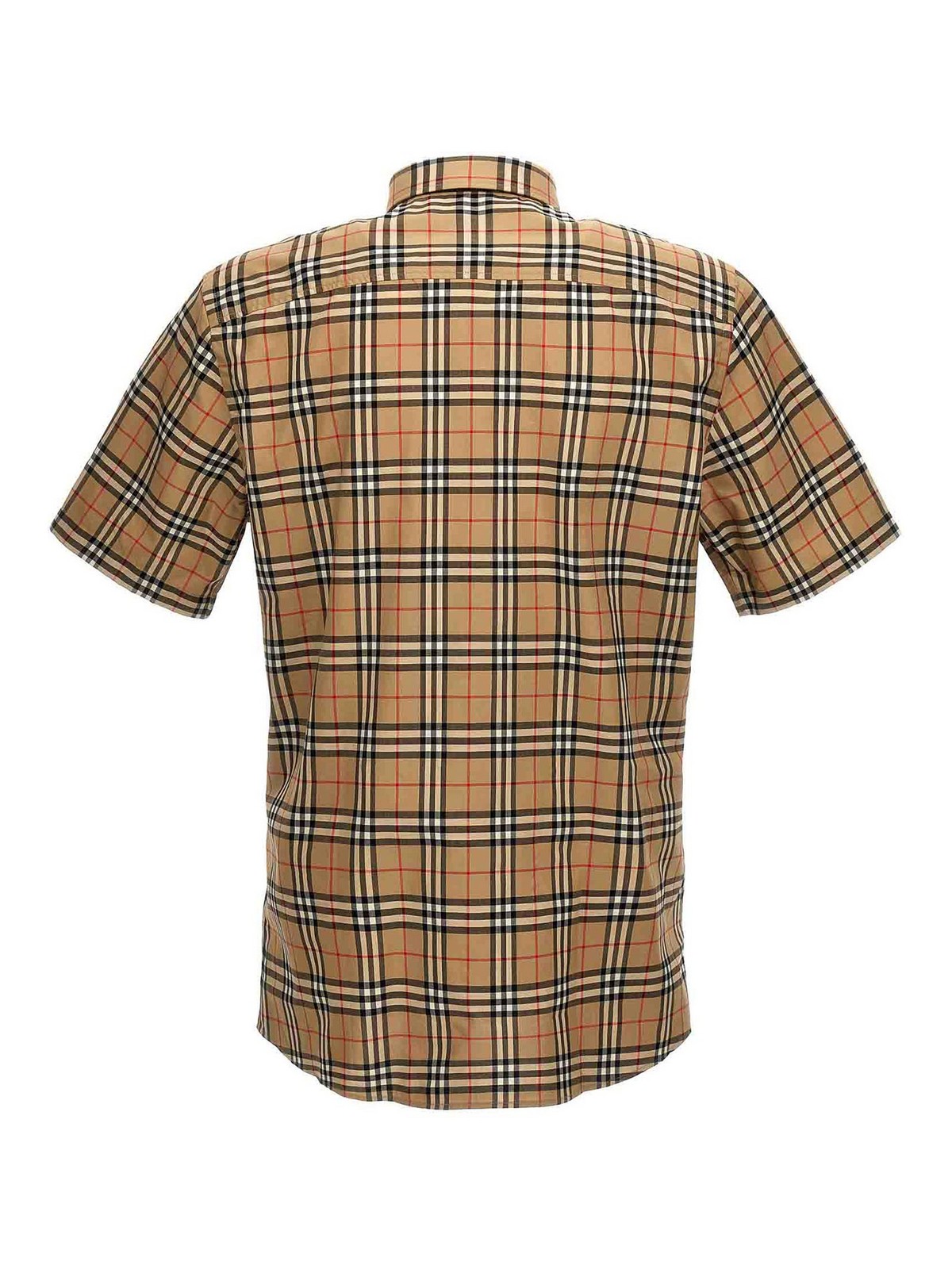 Shop Burberry Check-print Shirt Short Sleeves In Beis