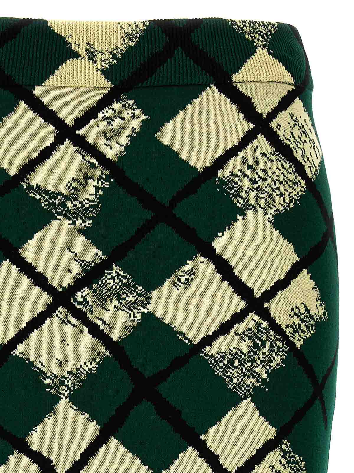 Shop Burberry Argyle Pattern Skirt In Verde