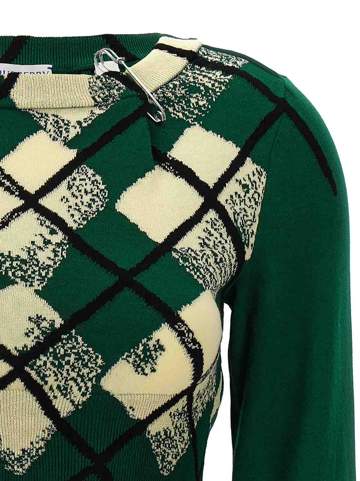 Shop Burberry Argyle Pattern Sweater In Verde