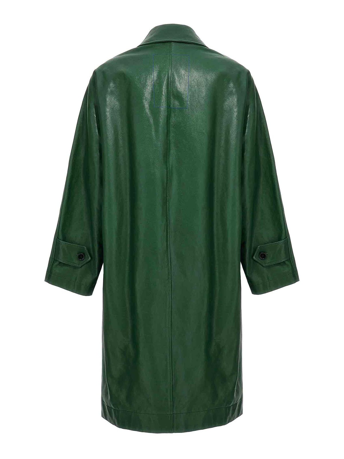 Shop Burberry Long Leather Car Coat In Verde