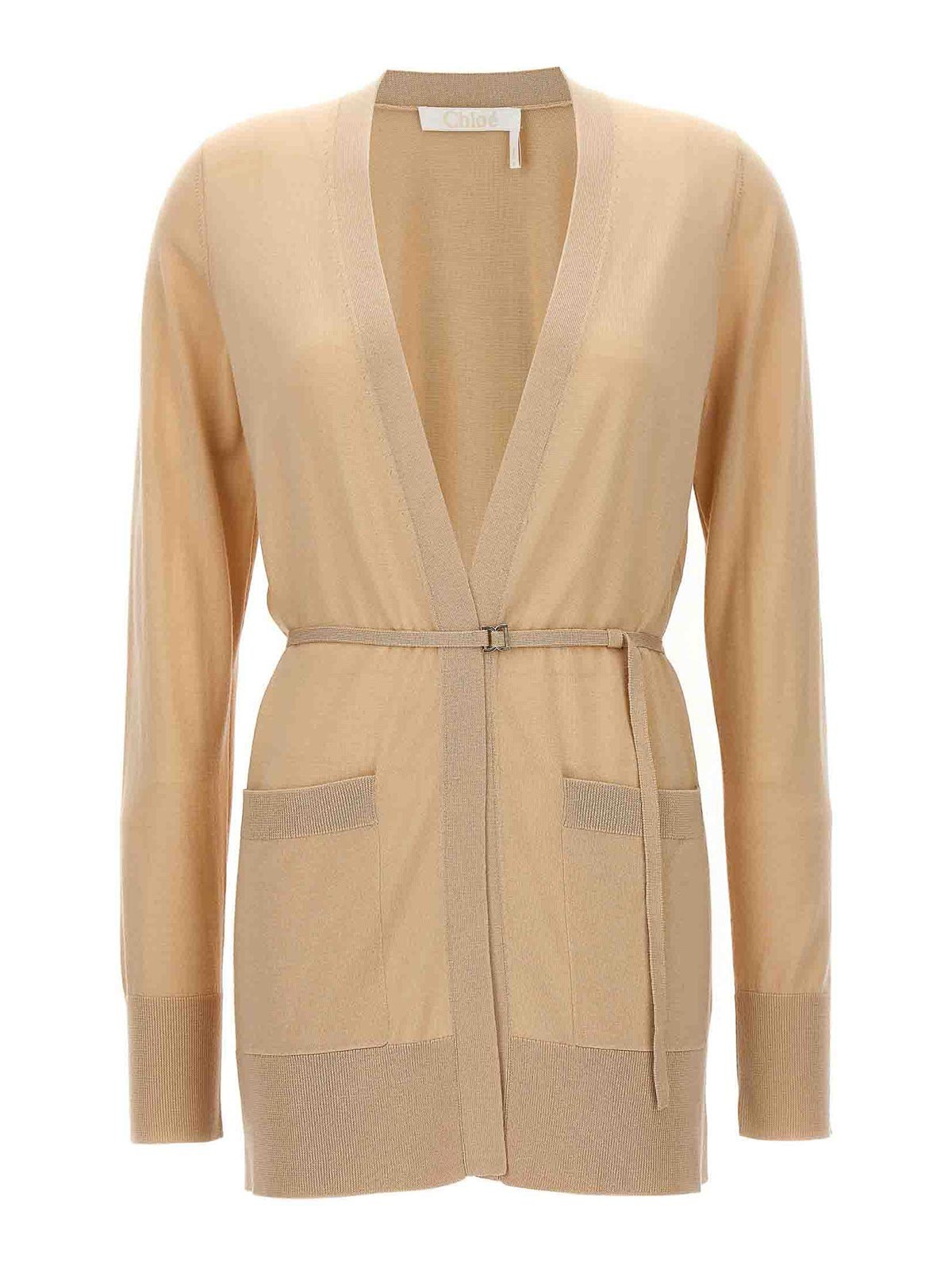Shop Chloé Belt Cardigan At The Waist In Beis