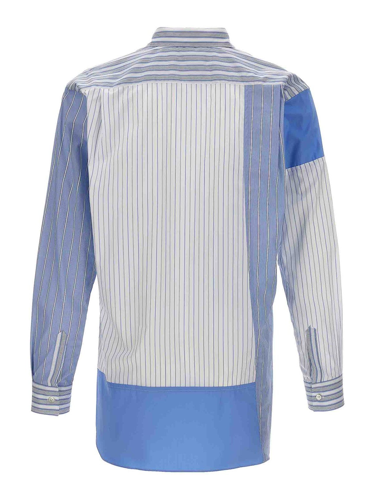 Shop Comme Des Garçons Patchwork Striped Shirt In Azul Claro