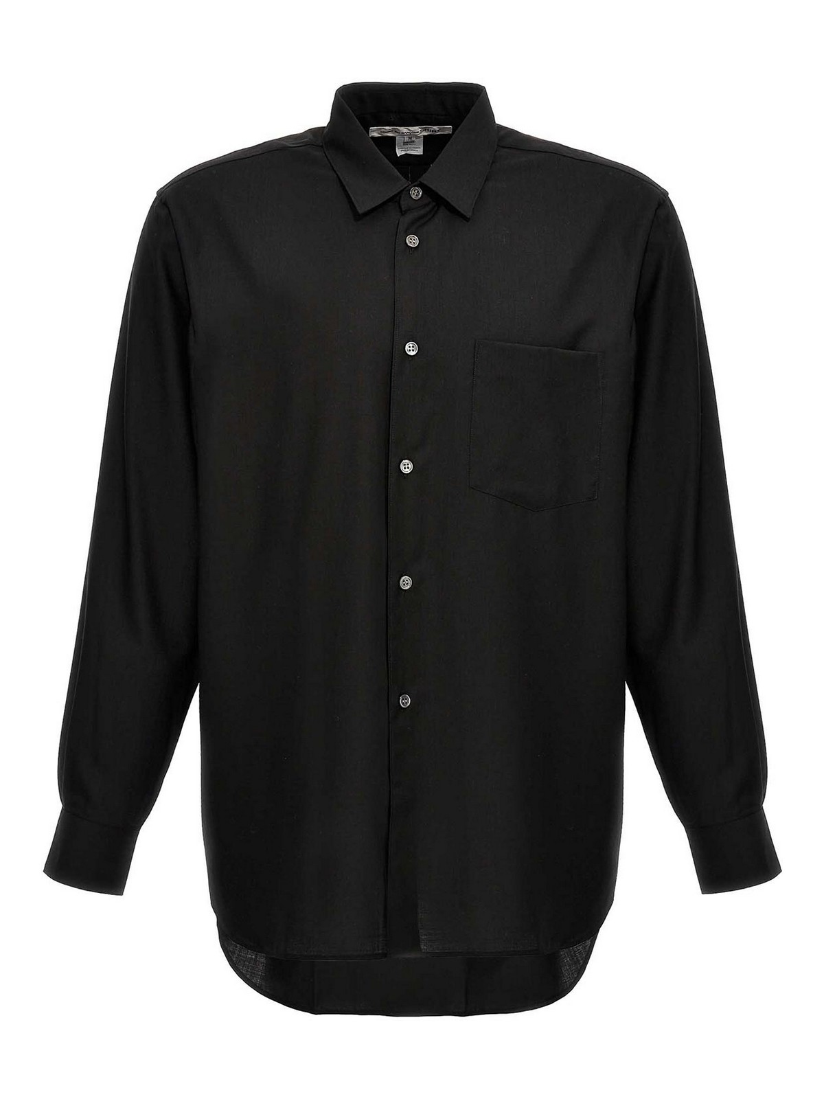 Shop Comme Des Garçons Wool Shirt Chest Pocket In Negro