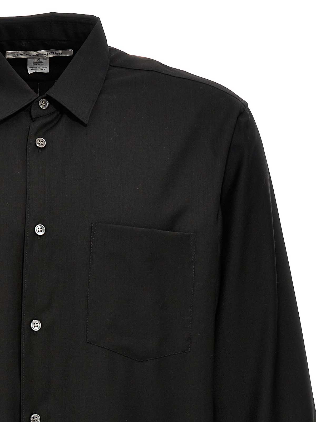 Shop Comme Des Garçons Wool Shirt Chest Pocket In Negro