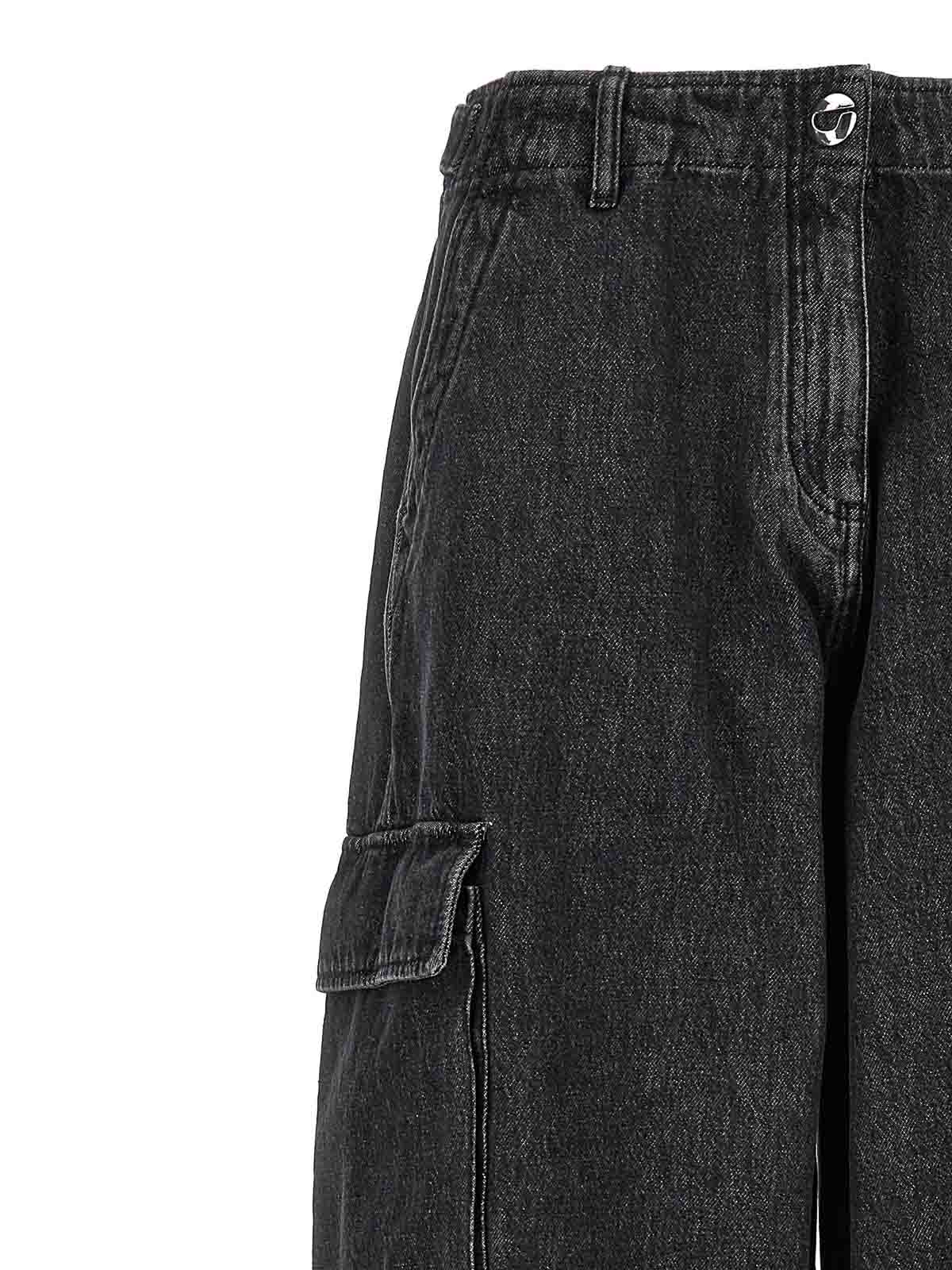 Shop Coperni Denim Wide Leg Cargo Jeans In Negro