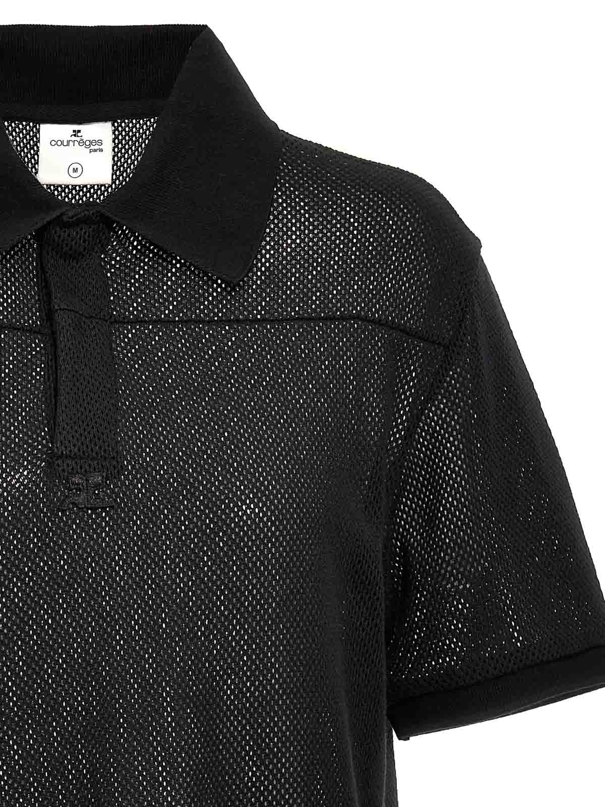 Shop Courrèges Mesh Fabric Polo Shirt In Negro