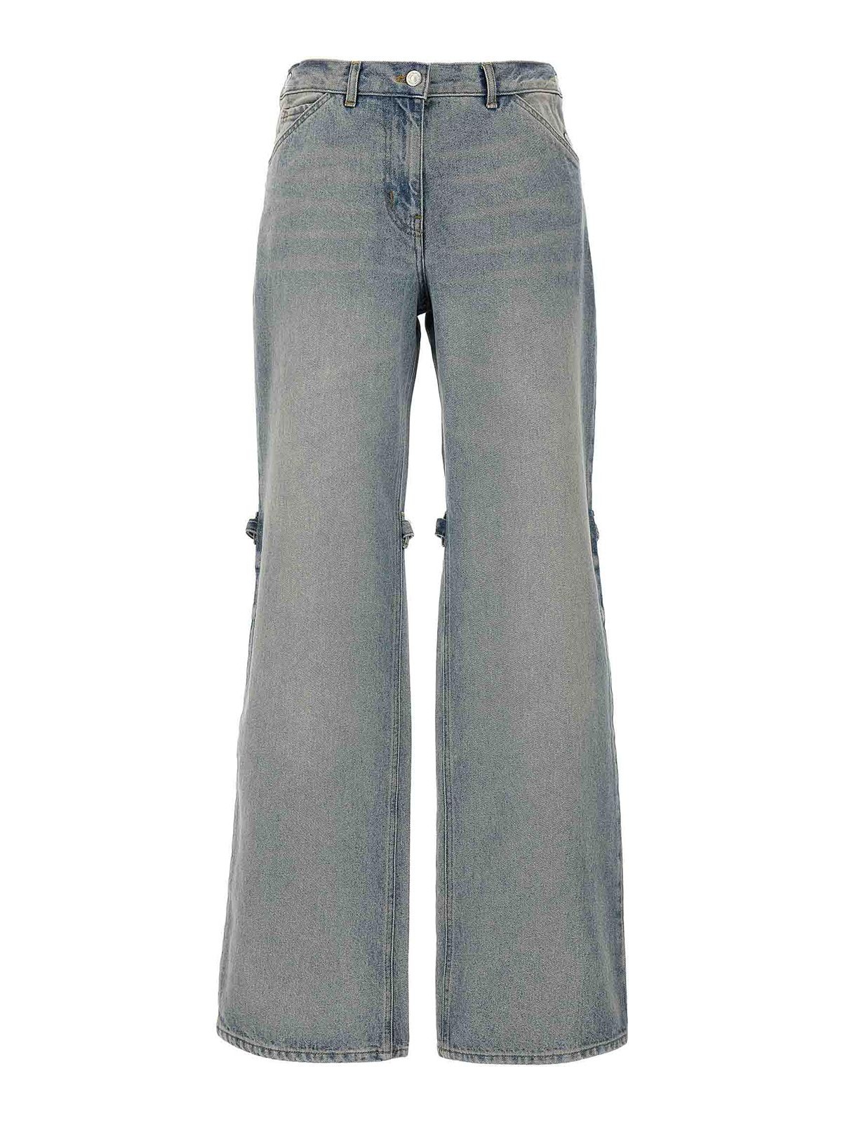 Shop Courrèges Sailor Denim Jeans Zip Button In Azul Claro