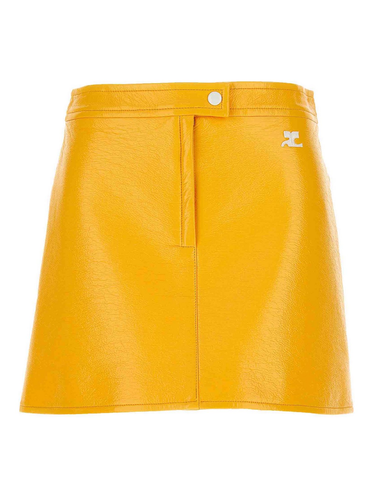 Shop Courrèges Reedition Vinyl Mini Skirt In Amarillo