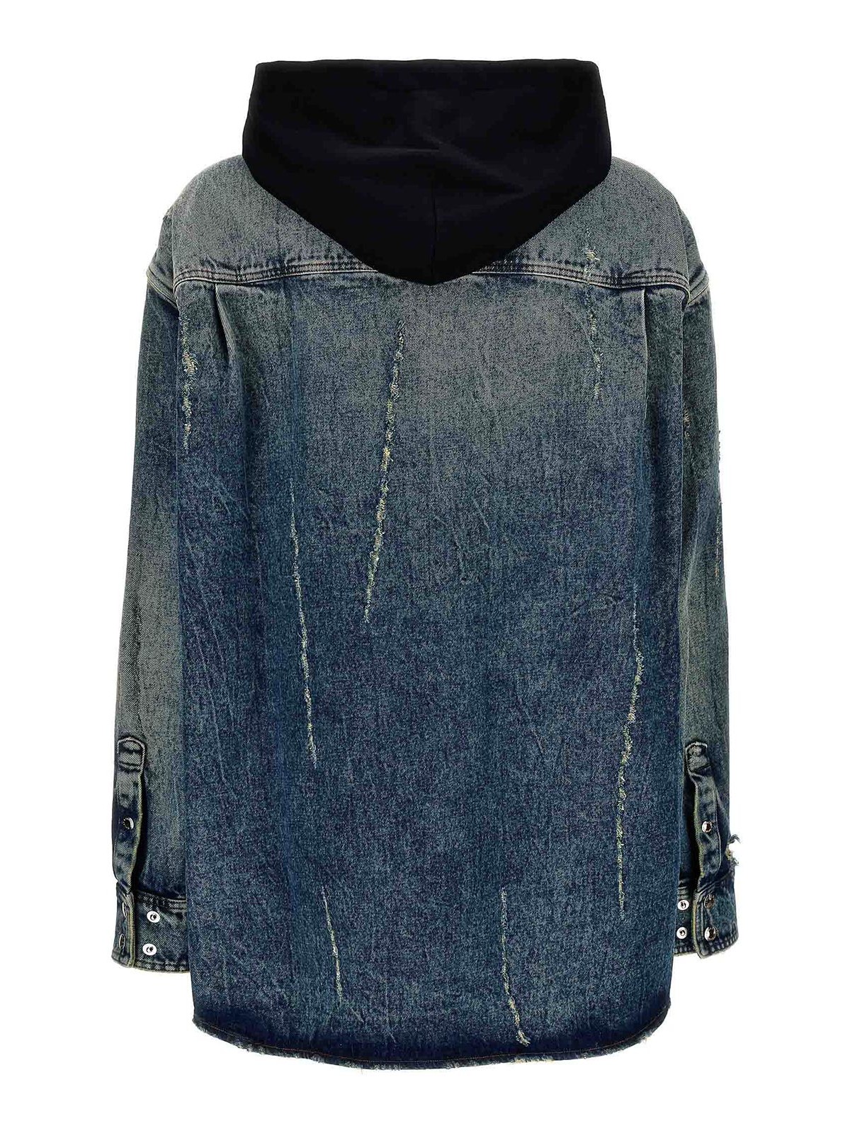 Shop Dolce & Gabbana Denim Hooded Overshirt In Azul