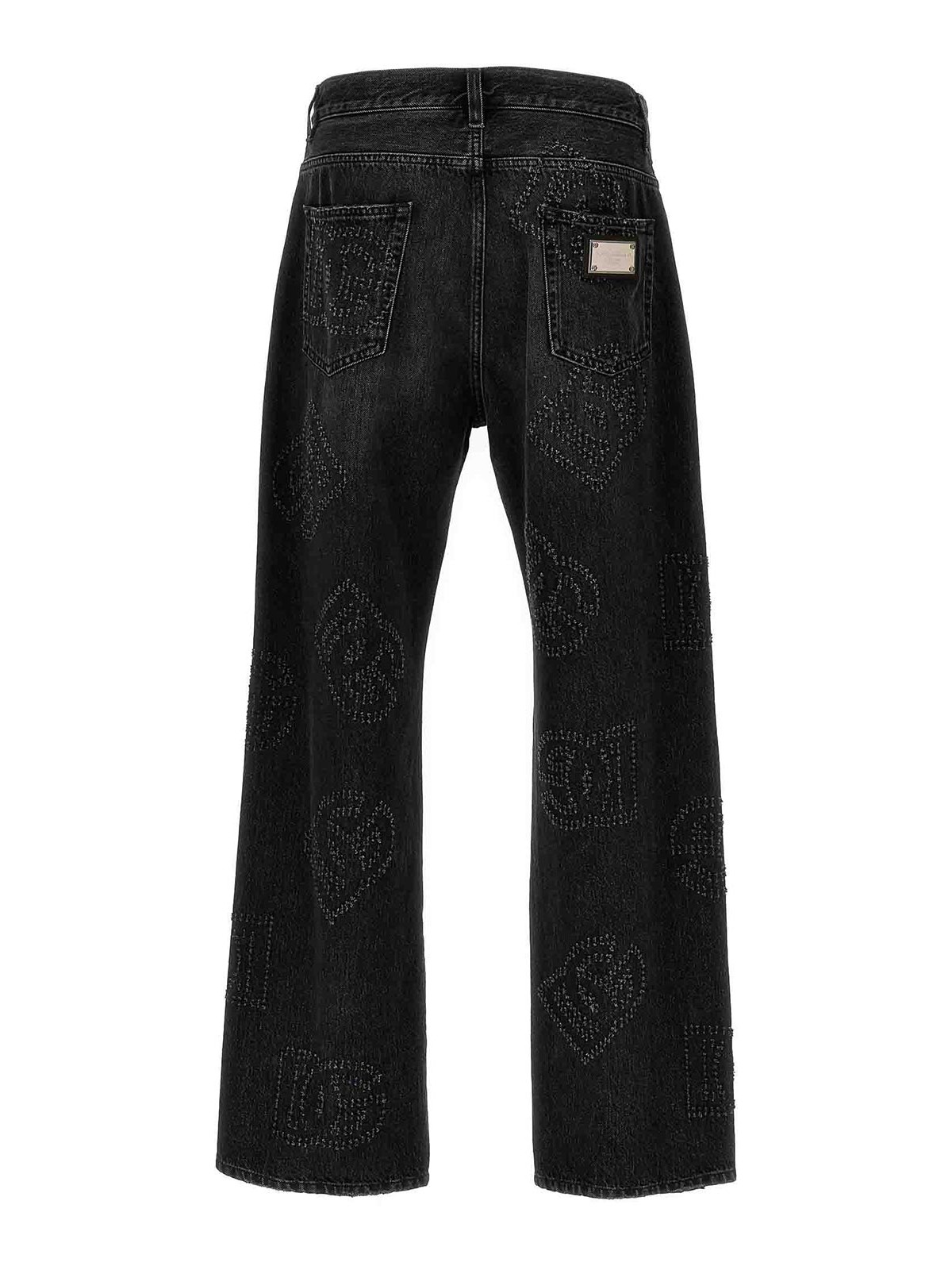 Shop Dolce & Gabbana Dg Denim Jeans Tear-effect Logo In Gris