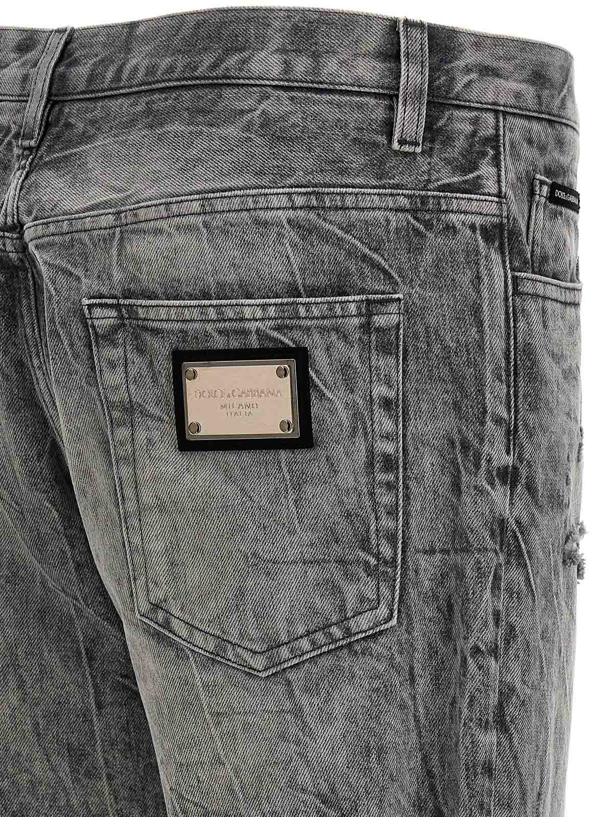 Shop Dolce & Gabbana Logo Plaque Jeans In Gris