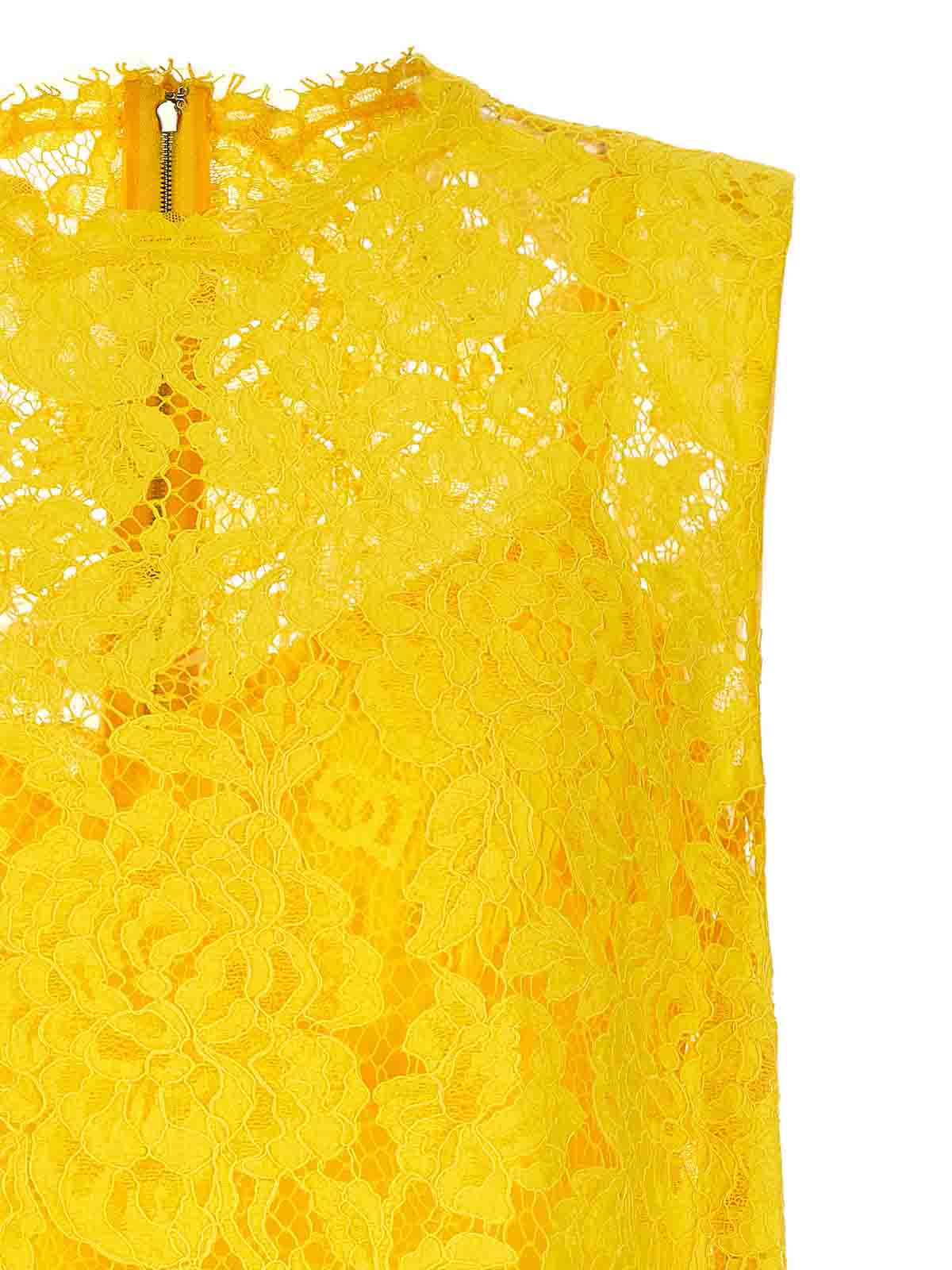 Shop Dolce & Gabbana Floral Lace Top Back Zip In Amarillo