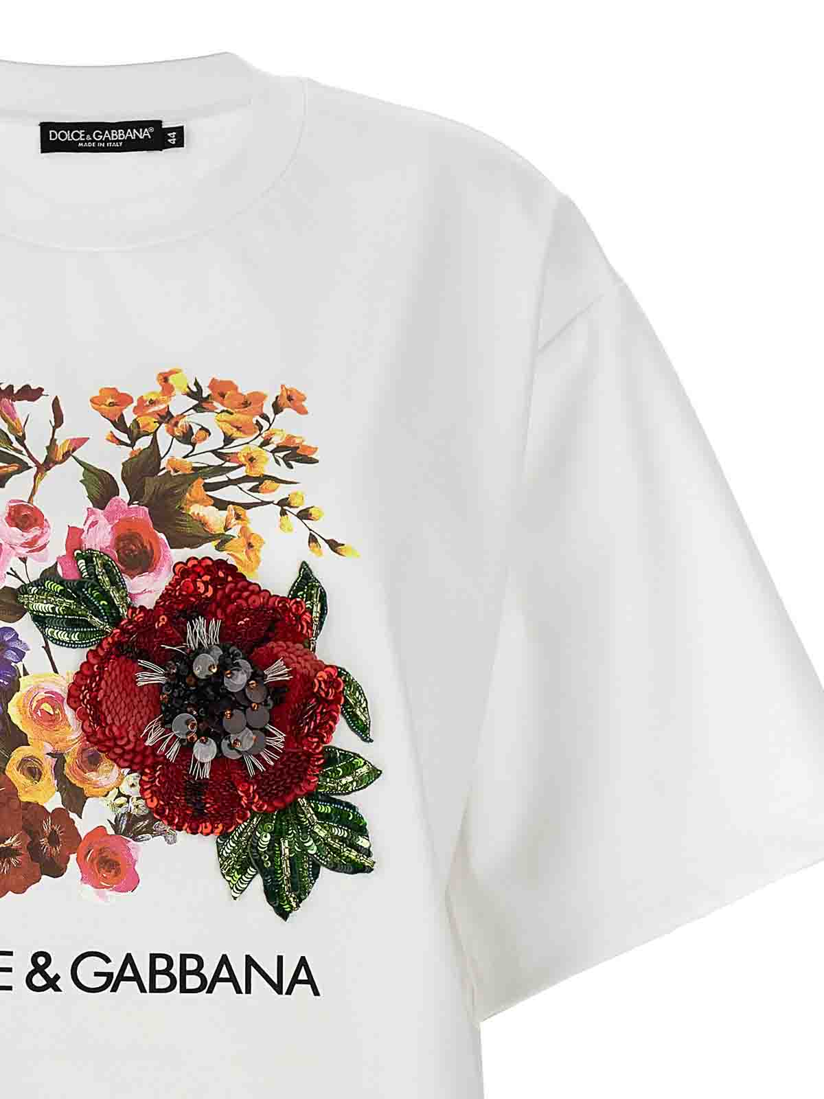 Shop Dolce & Gabbana Embroidery Print T-shirt In Blanco