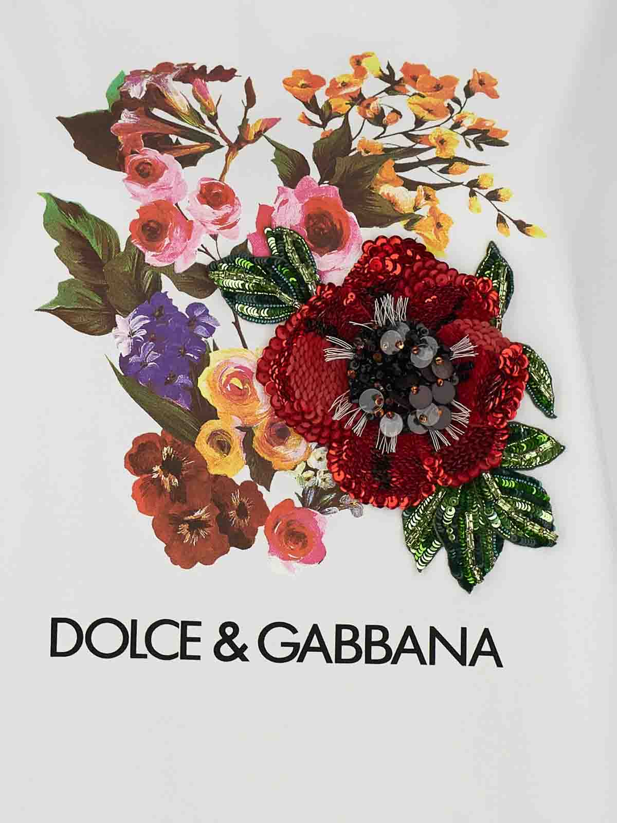 Shop Dolce & Gabbana Embroidery Print T-shirt In Blanco