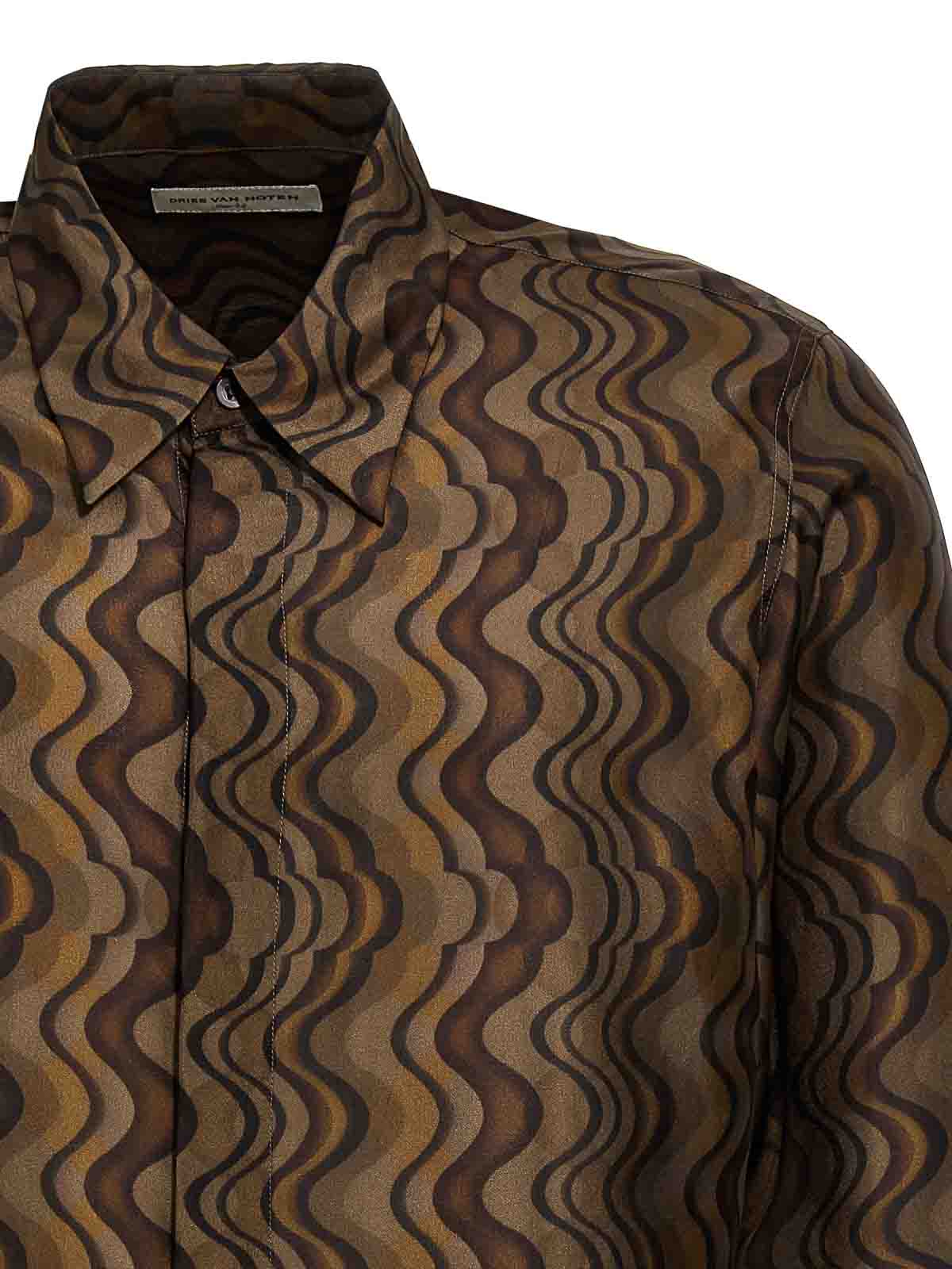 Shop Dries Van Noten Carvie Printed Shirt Button Long In Multicolor