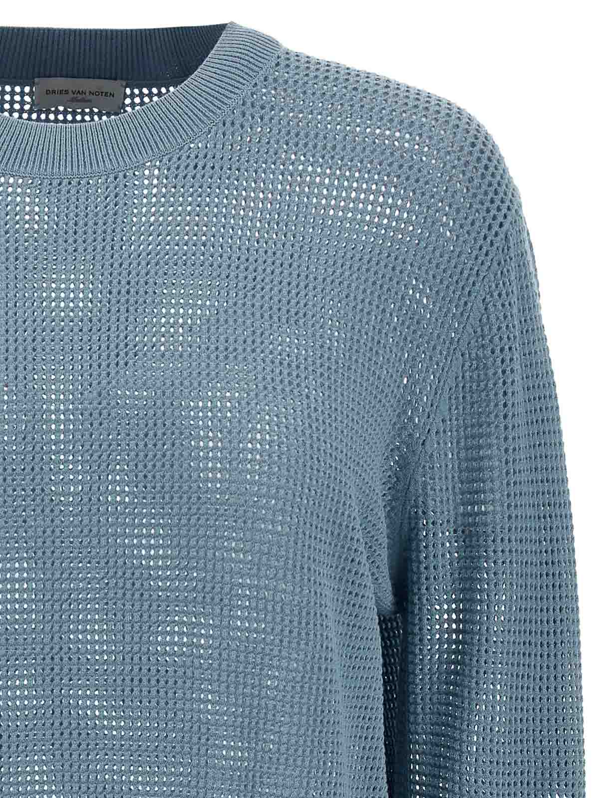 Shop Dries Van Noten Mixed Sweater In Azul Claro