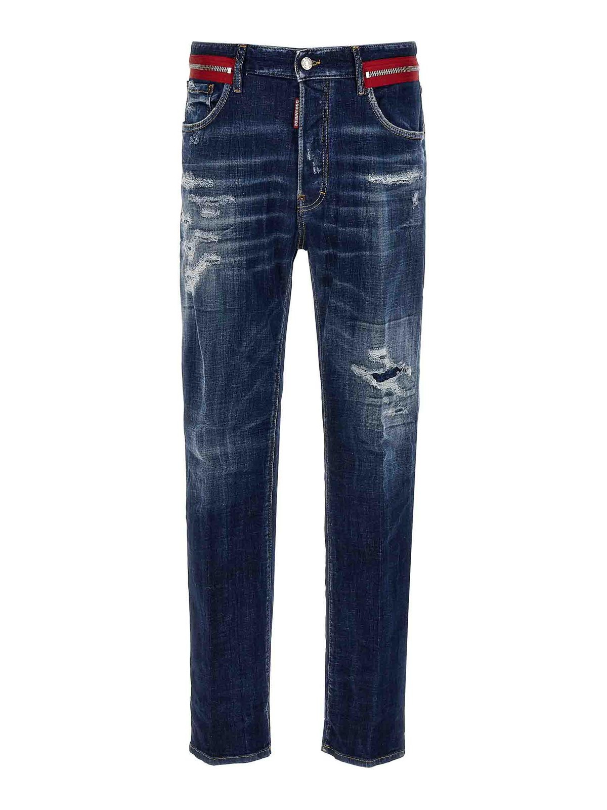Dsquared2 Stretch Denim Jeans Destroyed Effect In Azul