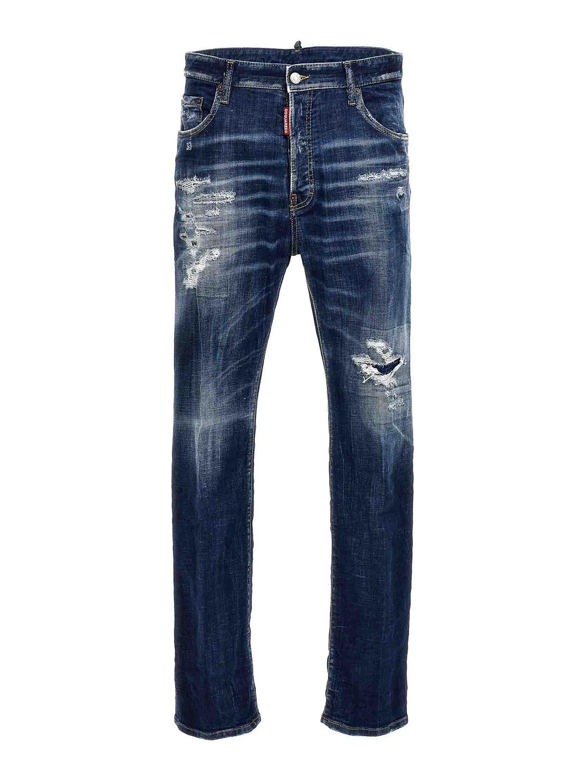 Dsquared2 Stretch Denim Jeans Used-effect In Azul