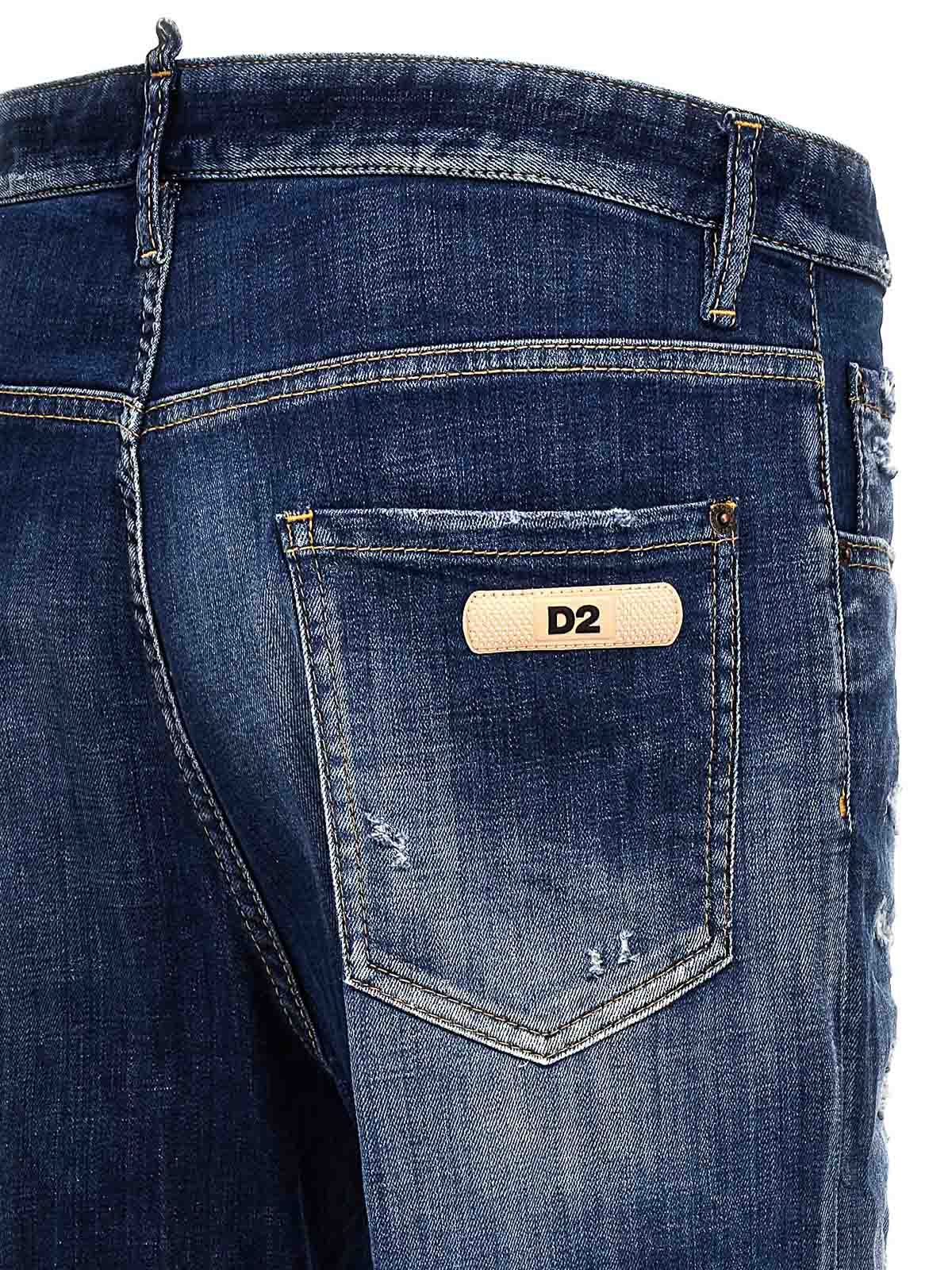 Shop Dsquared2 Stretch Denim Jeans Used-effect In Azul