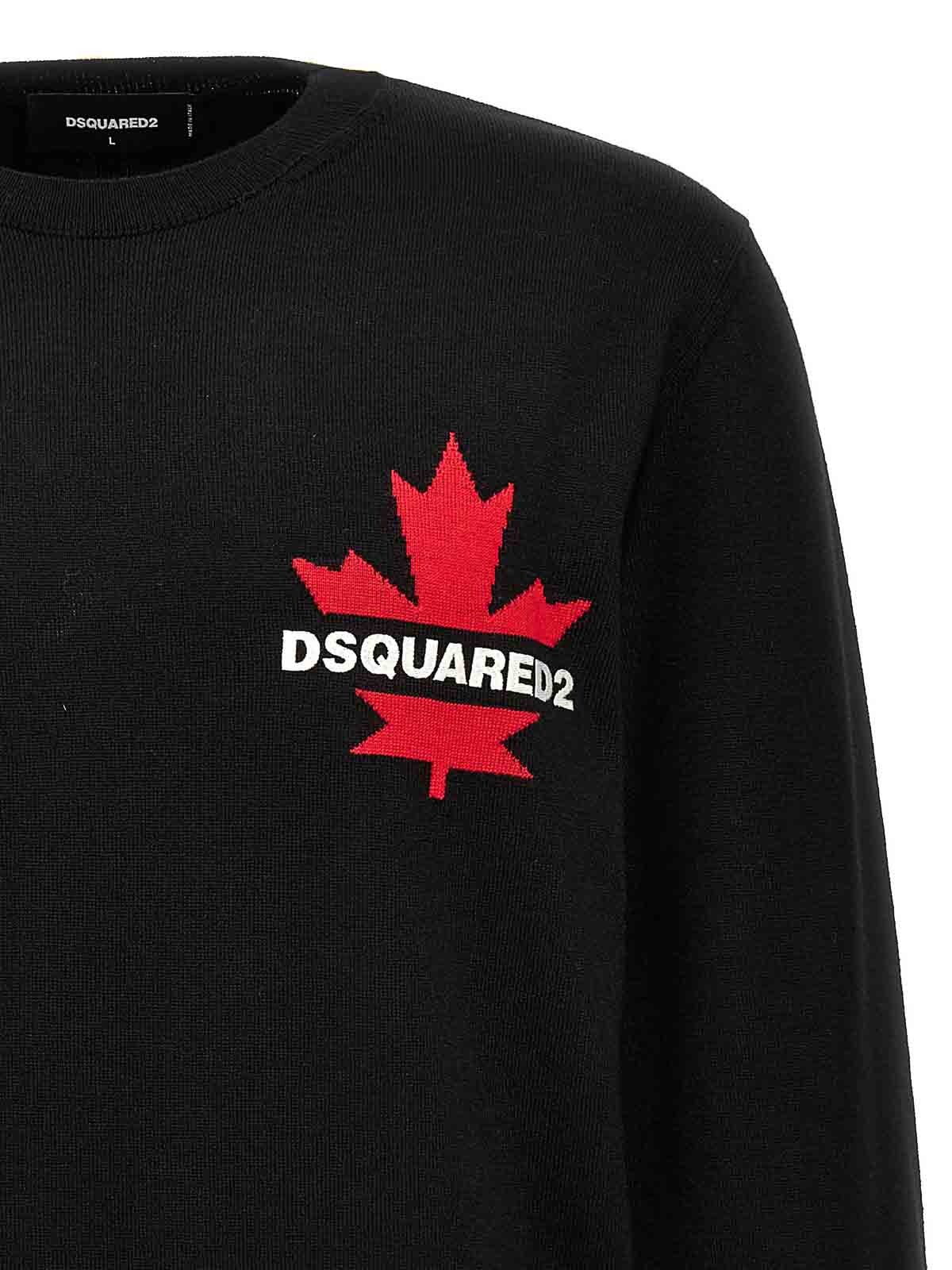 Shop Dsquared2 Wool Sweater Crewneck Logo In Negro